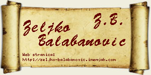 Željko Balabanović vizit kartica